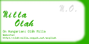 milla olah business card